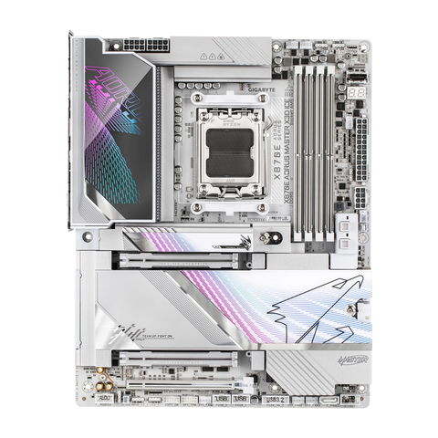 GIGABYTE X870E AORUS MASTER X3D ICE vista frontal completa
