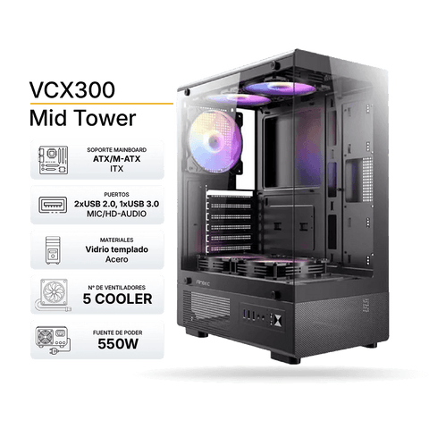 Gabinete Antec VCX300 0-761345-10252-0 vista principal