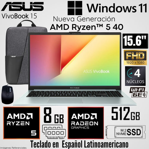 ASUS Vivobook Go 15 E1504FA-BQ5556 90NB0ZR3-M07Y50 vista frontal