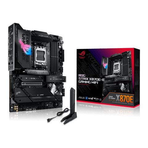 Motherboard ASUS ROG STRIX X870E - E GAMING WIFI - Chipset AMD X870E - Socket AM5 - Soporta AMD Ryzen 9000/8000/7000 - 4x DDR5 (192GB) - 5x M.2 PCIe - Wi - Fi 7 - Realtek 5Gb Ethernet - Doble USB4 - Formato ATX - ROG STRIX X870E - E GAMING WIFI de Asus | first_variant_option_1 — Envío inmediato