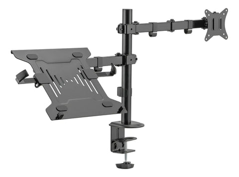 BRAZO SOPORTE AJUSTABLE PARA MONITOR 17″ - 35″ Y LAPTOP 10″ - 15.6″, BASE RACK RESISTENTE, ALTURA REGULABLE, CARGA 2KG - 9KG, IDEAL OFICINA Y GAMING KE32-ML - SMART BUSINESS