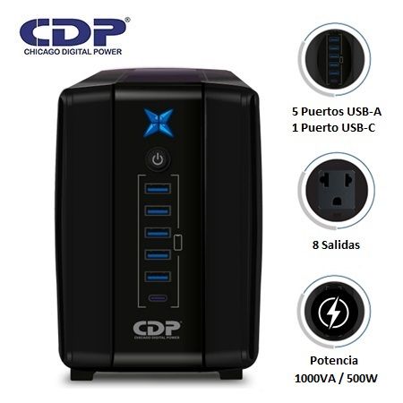 UPS CDP R - UPR508I, INTERACTIVO, 500VA, 250W, 220V, 8 TOMACORRIENTES. de Cdp | first_variant_option_1 — Envío inmediato