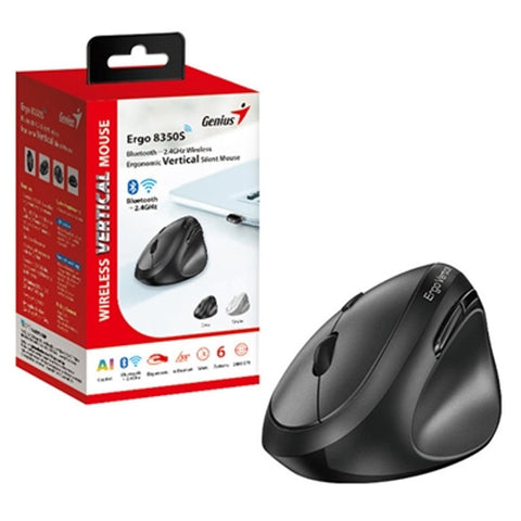 GENIUS ERGO 8350S RATÓN VERTICAL INALÁMBRICO BLUETOOTH + 2,4 GHZ 2400 DPI SILENCIOSO AI COPILOT 31030041400 - SMART BUSINESS