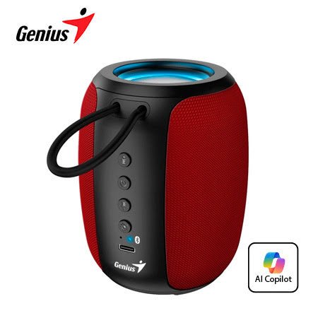 GENIUS SP‑915BT PARLANTE BLUETOOTH 5 W USB‑C MICRÓFONO COPILOT AI COLOR ROJO SILENCIOSO 31730052403 - SMART BUSINESS