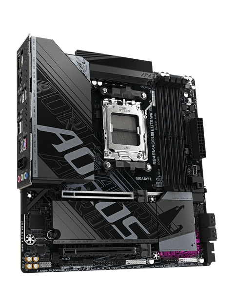 Gigabyte B840M AORUS ELITE WIFI6E G10 placa madre Micro ATX vista frontal oficial