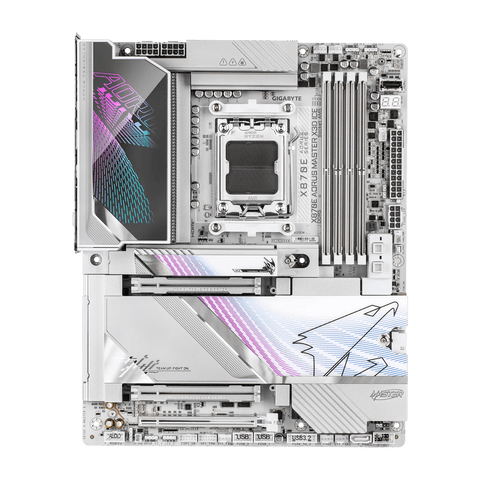 GIGABYTE X870E AORUS MASTER X3D ICE vista frontal completa