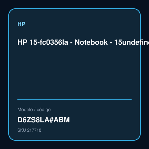 Notebook HP 15-fc0356la D6ZS8LA#ABM vista frontal oficial