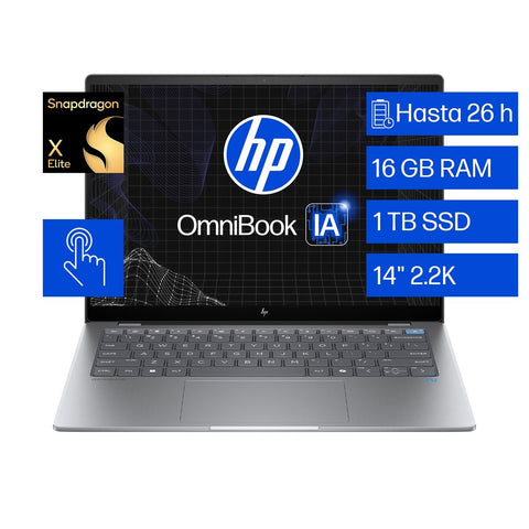 Laptop HP OmniBook X 14-fe0000la Snapdragon X Elite 16GB 1TB A9FX1LA#ACH