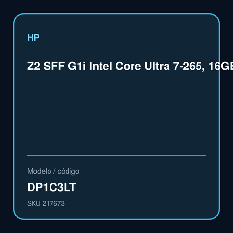 Workstation HP Z2 SFF G1i DP1C3LT vista frontal oficial