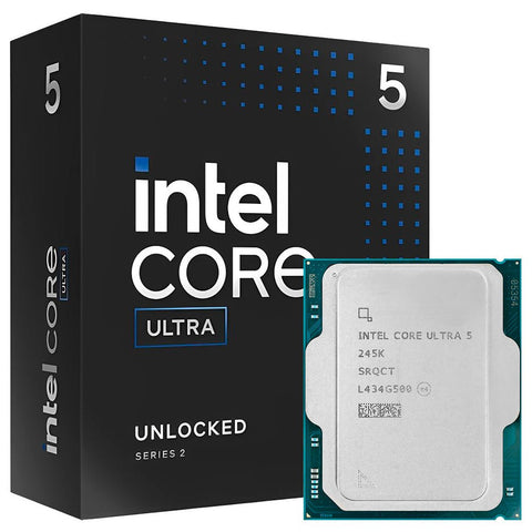 Intel Core Ultra 5 245K procesador BX80768245K caja y CPU vista de referencia