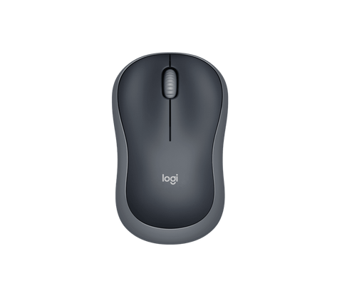 Mouse Logitech M185 gris 910-002225, vista superior de los botones y la rueda