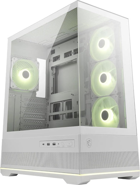 MSI MAG PANO 110R PZ WHITE gabinete Mid Tower vista frontal