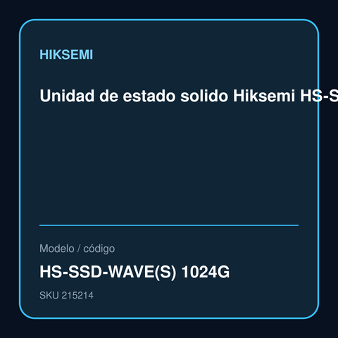 SSD Hiksemi Wave(S) 1TB HS-SSD-WAVE(S) 1024G vista del producto