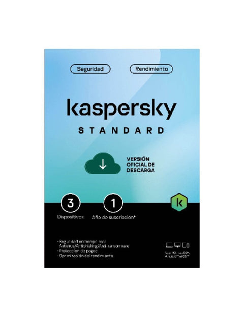 SOFTWARE DE SEGURIDAD KASPERSKY ESTÁNDAR LATAM 3 DISPOSITIVOS 1 AÑO DESCARGA DIGITAL KL1041DDCFS KL1041DDCFS - SMART BUSINESS