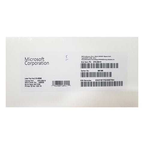 SOFTWARE MICROSOFT WINDOWS SERVER STANDARD 2025 OEI CARACTERÍSTICAS EP2 - 25418 SPANISH EP2-25418 - SMART BUSINESS