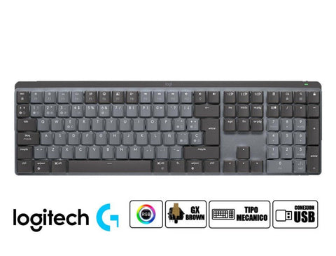 TECLADO LOGITECH INALAMBRICO MX MECHANICAL, CON SENSOR DE RETROILUMINACION Y SENSOR DE LUZ AMBIENTAL, RECARGABLE POR PUERTO USB - C, NEGRO (920 - 010845) 920-010845 - SMART BUSINESS