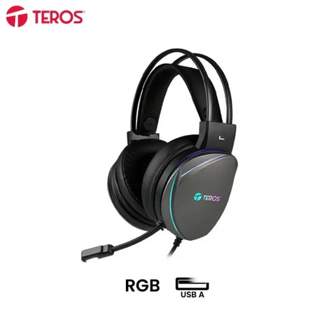 Auriculares gaming TEROS TE-8170N, USB, luces RGB