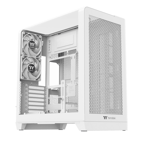 Gabinete Thermaltake View 390 Air Snow CA-11F-00M6WN-00, vista frontal en tres cuartos