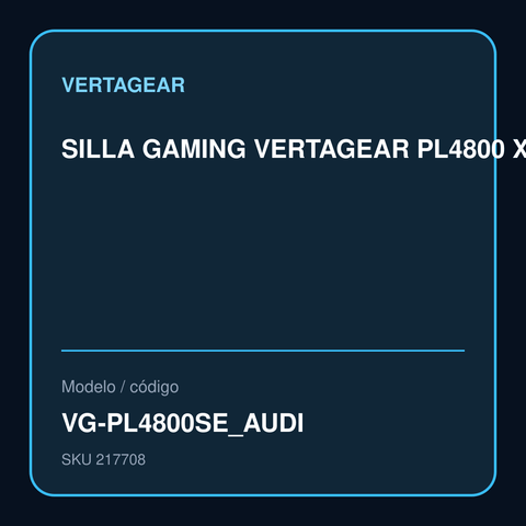 SILLA GAMING VERTAGEAR PL4800 X-LARGE SYNTHETIC FT AUDI ERGONOMIC modelo VG-PL4800SE_AUDI