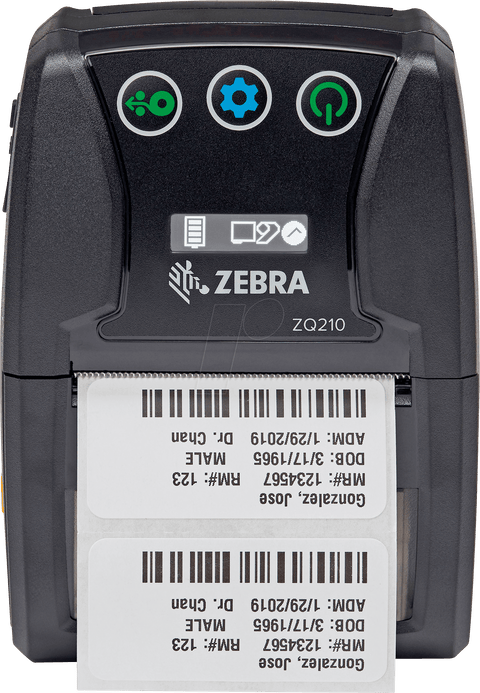 Zebra ZQ210 impresora portátil térmica ZQ21-A0E01KL-00 vista frontal