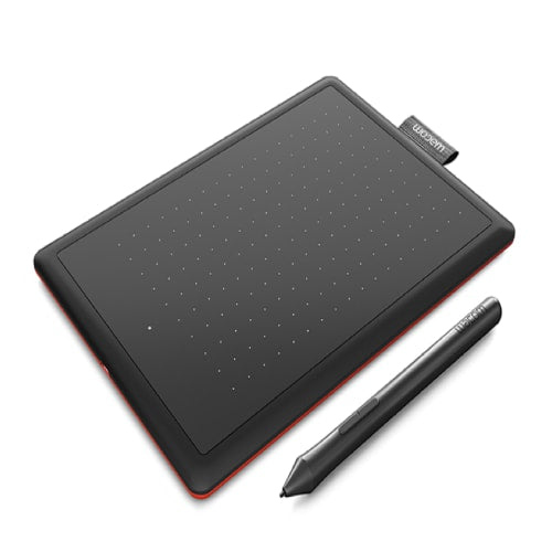 WACOM ONE BY CTL672K1A – TABLETA GRÁFICA MEDIANA, ÁREA ACTIVA 216X135 MM, USB-A, NEGRO/ROJO, COMPATIBLE CON WINDOWS Y MACOS