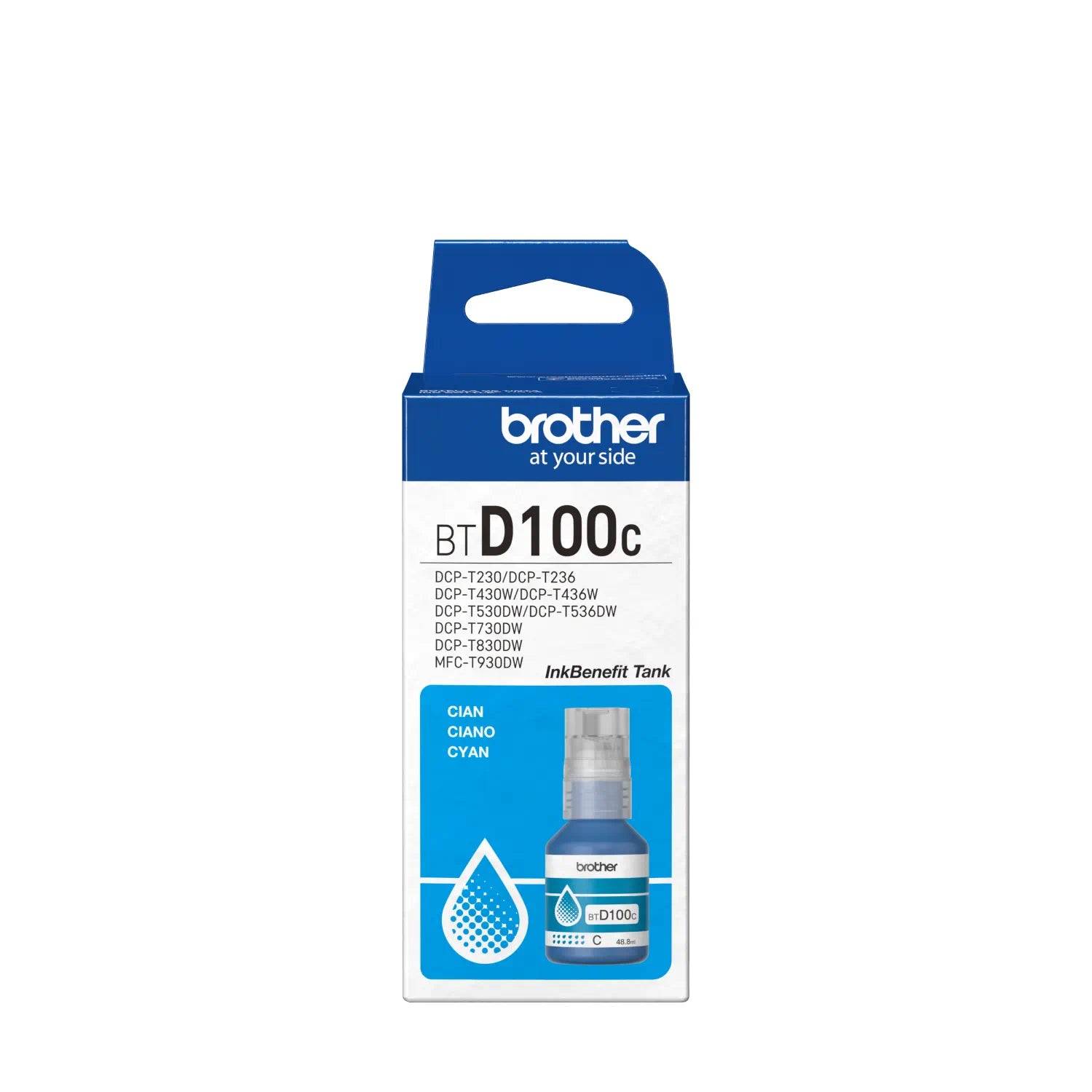 BROTHER TINTA CIAN ULTRA RENDIMIENTO BTD100C INKBENEFIT TANK, IMPRIME HASTA 5.000 PÁGINAS, IDEAL PARA IMPRESORAS BROTHER