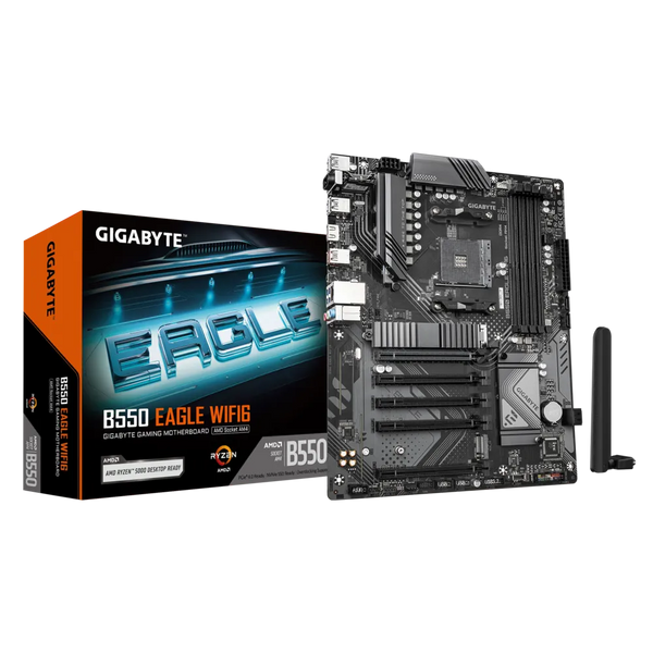 PLACA BASE MSI B550 EAGLE WIFI 6 • CHIPSET AMD B550 • COMPATIBLE CON PROCESADORES AMD RYZEN 5000/3000 • DDR4 HASTA 128GB • PCIE 4.0 • WIFI 6 INTEGRADO • LAN 2.5GB • IDEAL PARA GAMING Y PRODUCTIVIDAD