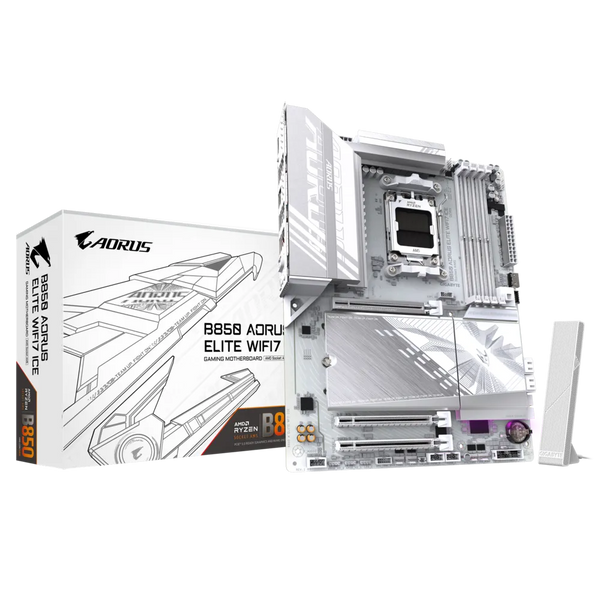 PLACA BASE MSI B850-A ELITE WF7 ICE • CHIPSET AMD B850 • COMPATIBLE CON PROCESADORES RYZEN SERIE 7000/8000 • DDR5 HASTA 128GB • PCIE 5.0 • WIFI 7 • LAN 2.5GB • ATX