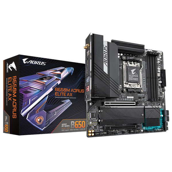 PLACA MADRE GIGABYTE B650M AORUS ELITE AX, SOCKET AM5 PARA AMD RYZEN 7000/8000, DDR5, WI-FI 6E, PCIE 5.0, MATX