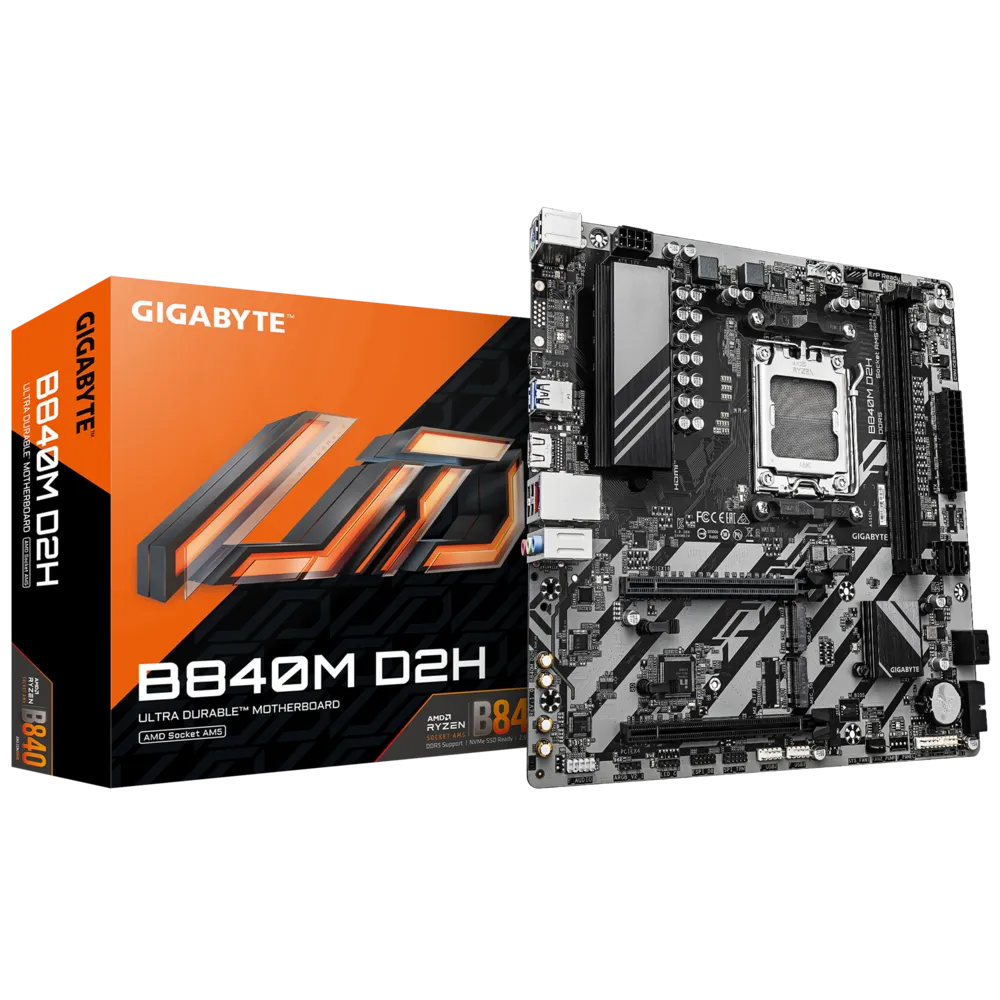 MOTHERBOARD GIGABYTE B840M D2H AMD B840 AM5 MATX CON SOPORTE DDR5 Y USB 3.2
