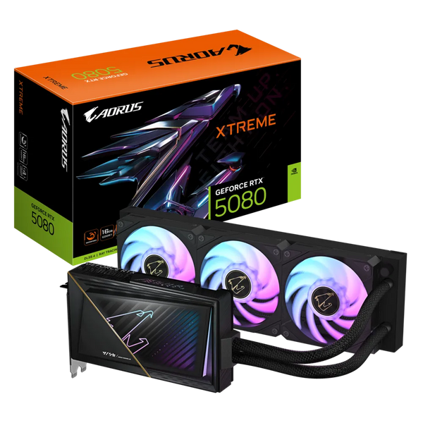 TARJETA DE VIDEO GIGABYTE AORUS GEFORCE RTX 5080 XTREME WATERFORCE 16GB GDDR7 PCIE5 ENFRIAMIENTO LÍQUIDO