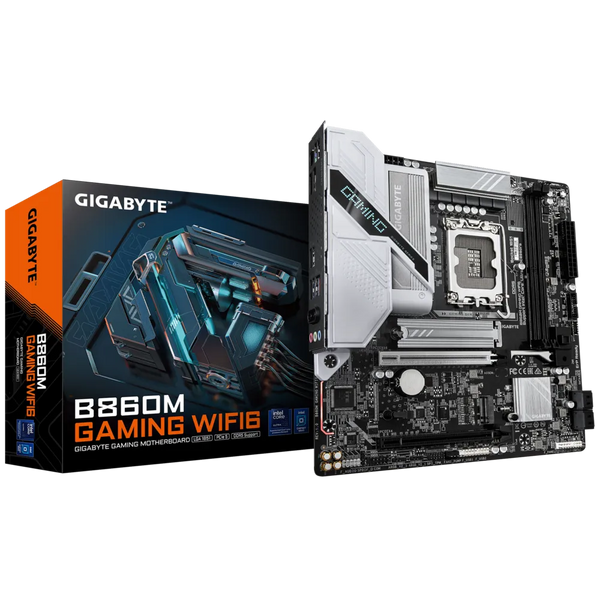 TIPO: MOTHERBOARD GIGABYTE B860M GAMING WIFI6 CON CHIPSET INTEL B860, LGA 1851, HDMI, DP, MATX, IDEAL PARA GAMERS Y ENTUSIASTAS