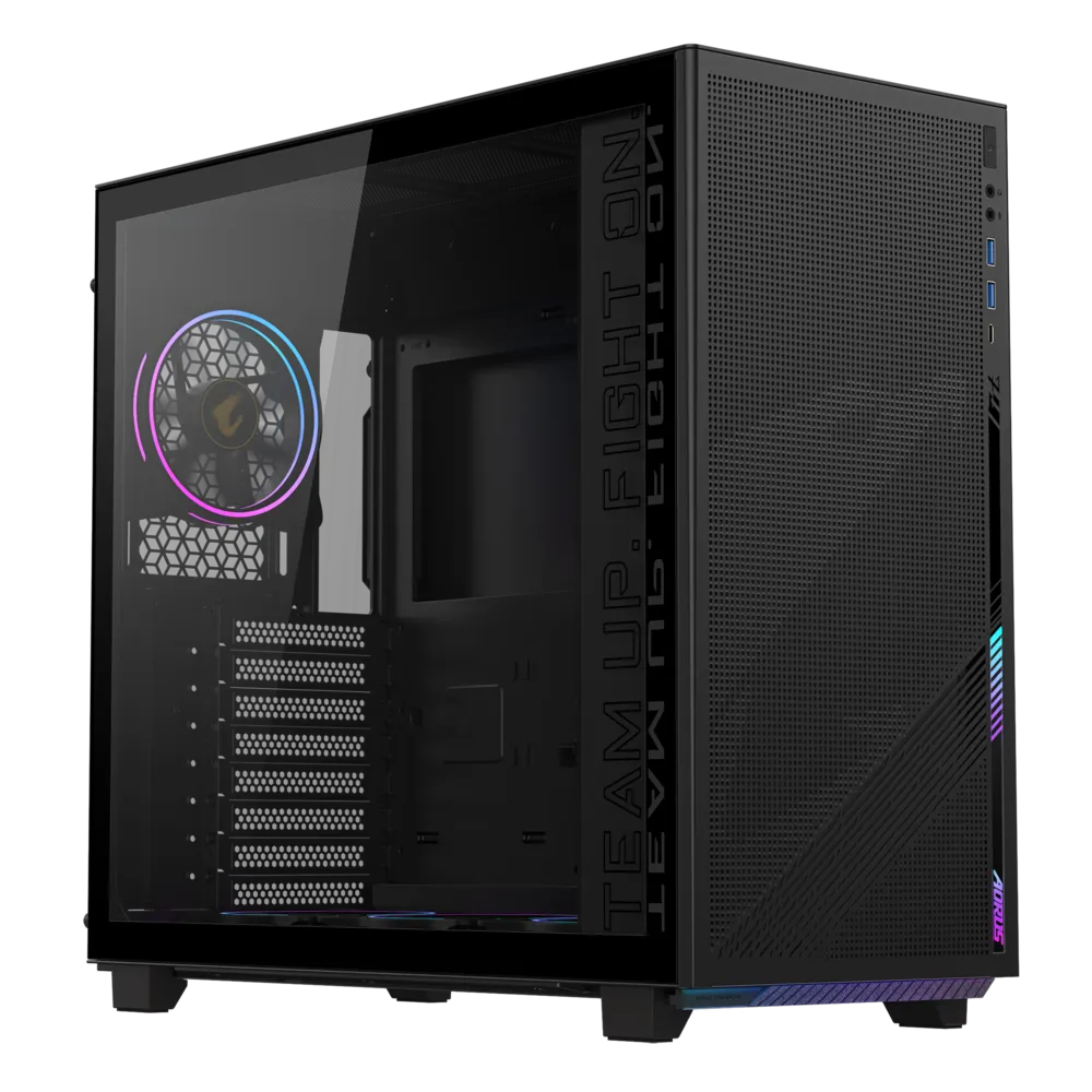 CASE GAMER GIGABYTE AORUS GB-AC400G-ST MID TOWER – CRISTAL TEMPLADO, ILUMINACIÓN ARGB, SOPORTE ATX/MICRO-ATX/ITX, FLUJO DE AIRE OPTIMIZADO, COLOR NEGRO