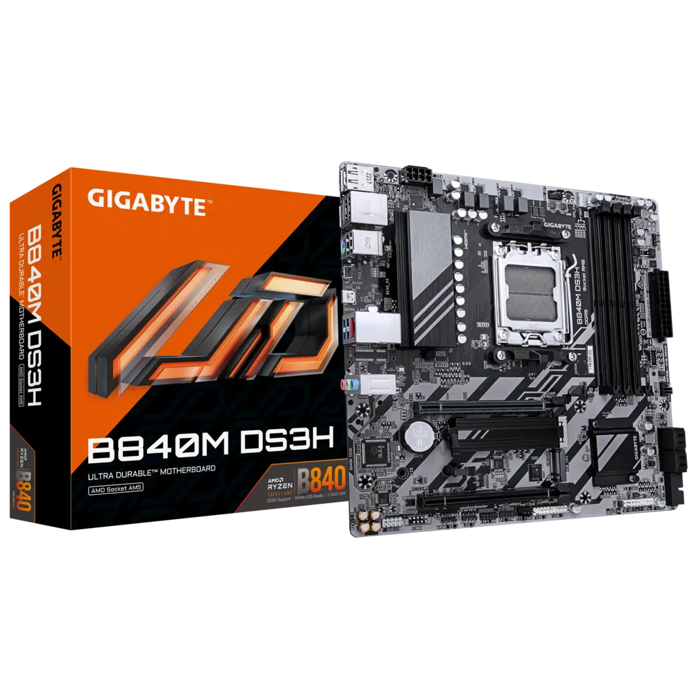 MOTHERBOARD GIGABYTE B840M DS3H AMD B840 AM5 MATX CON USB 3.2 Y PCIE 4.0 PARA GAMING