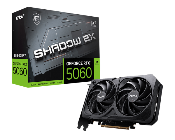 TARJETA DE VIDEO MSI GEFORCE RTX 5060 8G SHADOW 2X OC, 8 GB GDDR7, PCIE 5.0