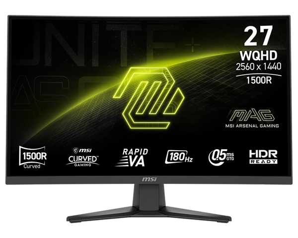 MONITOR MSI MAG 275CQF E18 • 27" QHD CURVO • 165HZ • 1MS • PANEL VA CON COLORES VIVOS • FREESYNC • IDEAL PARA GAMING INMERSIVO Y EXPERIENCIA VISUAL FLUIDA