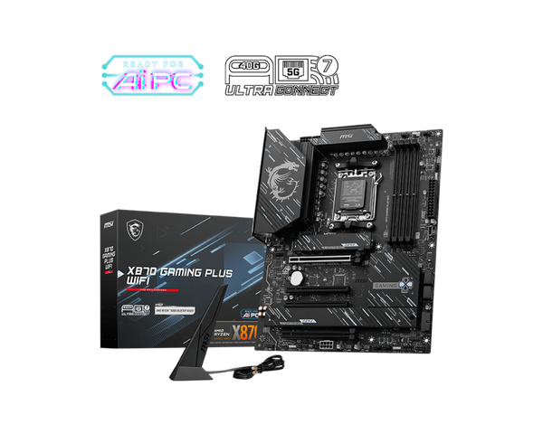 PLACA MADRE MSI X870 GAMING PLUS WIFI • CHIPSET AMD X870 • COMPATIBLE CON PROCESADORES RYZEN • SOPORTE DDR5 • PCIE 5.0 • WIFI INTEGRADO • RENDIMIENTO AVANZADO PARA GAMING
