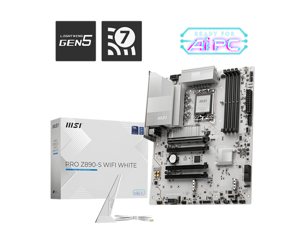 PLACA MADRE MSI PRO Z890-S WIFI WHITE • CHIPSET INTEL Z890 • COMPATIBLE CON INTEL CORE 12ª/13ª/14ª GEN • DDR5 • PCIE 5.0 • WIFI INTEGRADO • RENDIMIENTO CONFIABLE
