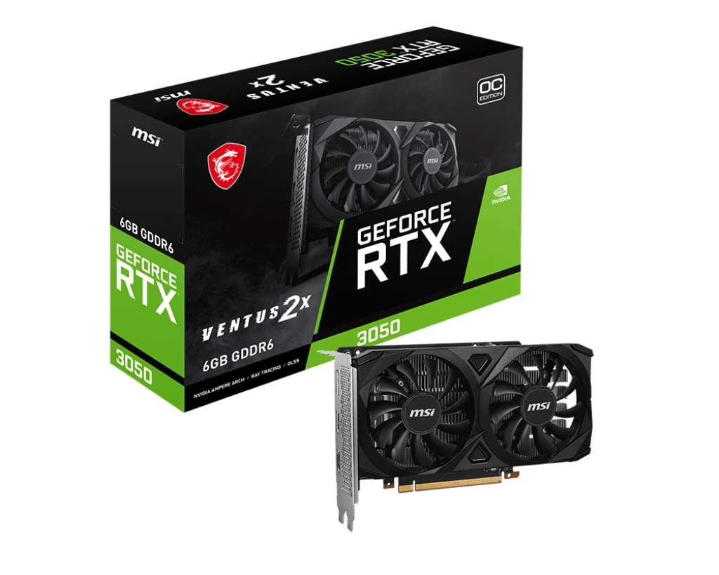 TARJETA DE VIDEO MSI GEFORCE RTX 3050 VENTUS 2X 6G OC, 6GB GDDR6, PCI-EXPRESS GEN 4.0