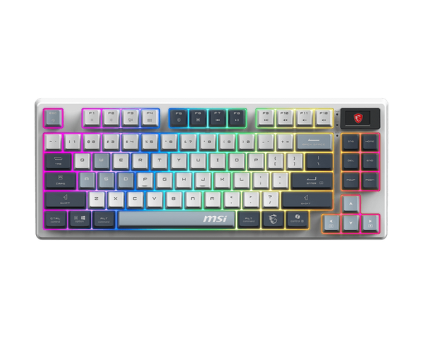 TECLADO MECÁNICO MSI FORGE GK600 TKL WHITE SKY • LAYOUT US • SWITCHES MECÁNICOS DE ALTO RENDIMIENTO • DISEÑO COMPACTO TENKEYLESS CON ILUMINACIÓN LED GAMER