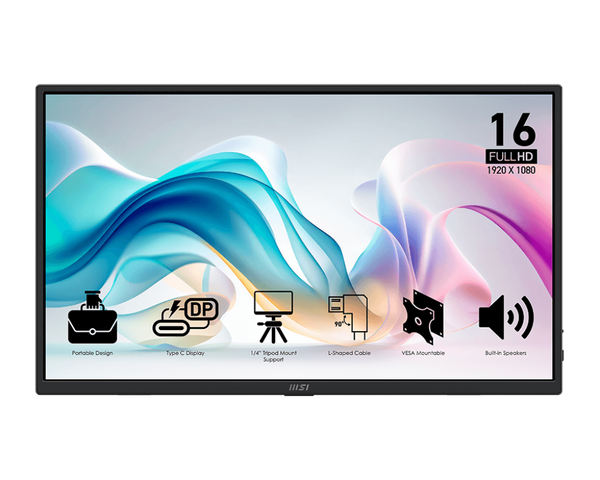 "MONITOR 16” FULL HD, PANTALLA COMPACTA Y PORTÁTIL, IDEAL PARA OFICINA Y USO DIARIO"
