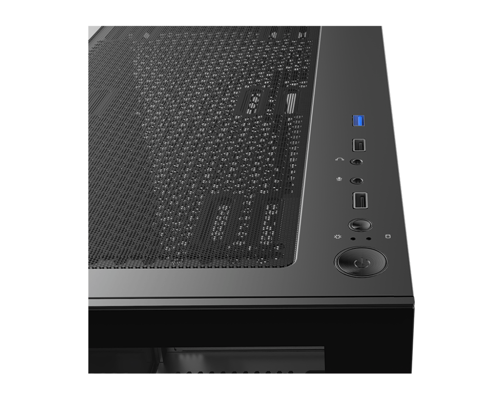 GABINETE MSI MAG PANO M110A – MID-TOWER MATX, 3 VENTILADORES RGB AUTOMÁTICOS, SOPORTE HASTA GPU 330 MM, FILTROS MAGNÉTICOS Y FLUJO DE AIRE OPTIMIZADO