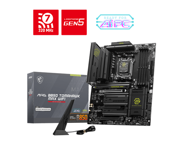 PLACA BASE MSI MAG B850 TOMAHAWK MAX WIFI, CHIPSET AMD B850, SOCKET AMD AM5, DISEÑO ATX PARA RENDIMIENTO SUPERIOR EN GAMING Y TRABAJO PROFESIONAL
