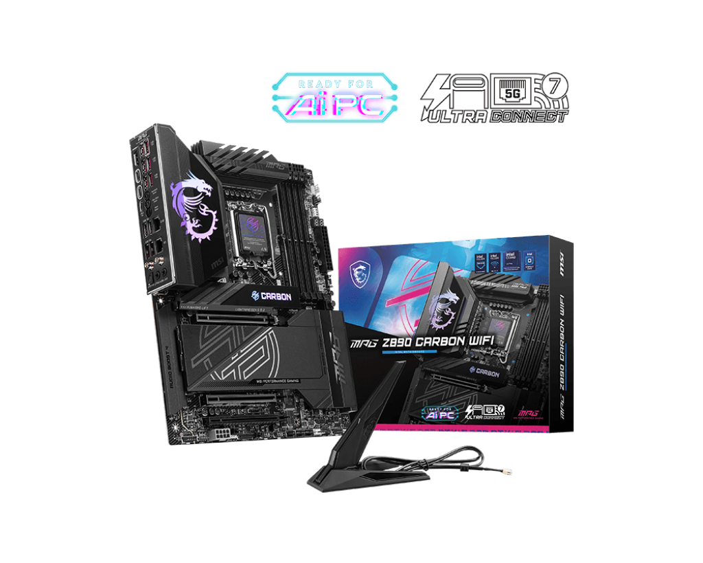 PLACA MADRE MSI MPG Z890 CARBON WIFI • CHIPSET INTEL Z890 • COMPATIBLE CON PROCESADORES INTEL CORE 12ª/13ª/14ª GEN • DDR5 • PCIE 5.0 • WIFI INTEGRADO • RENDIMIENTO GAMER PREMIUM