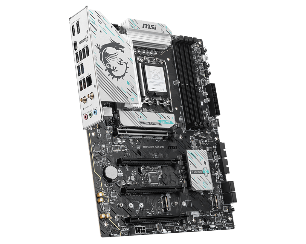PLACA MADRE MSI B860 GAMING PLUS WIFI • CHIPSET INTEL B860 • COMPATIBLE CON PROCESADORES INTEL CORE 12ª/13ª/14ª GEN • DDR5 • PCIE • WIFI INTEGRADO • RENDIMIENTO GAMER