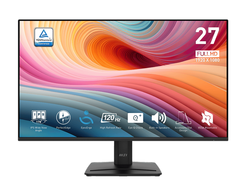 MONITOR MSI PRO MP275 E2 • 27" FULL HD • 75HZ • PANEL IPS PARA COLORES PRECISOS • DISEÑO PROFESIONAL • IDEAL PARA OFICINA, PRODUCTIVIDAD Y USO MULTIMEDIA