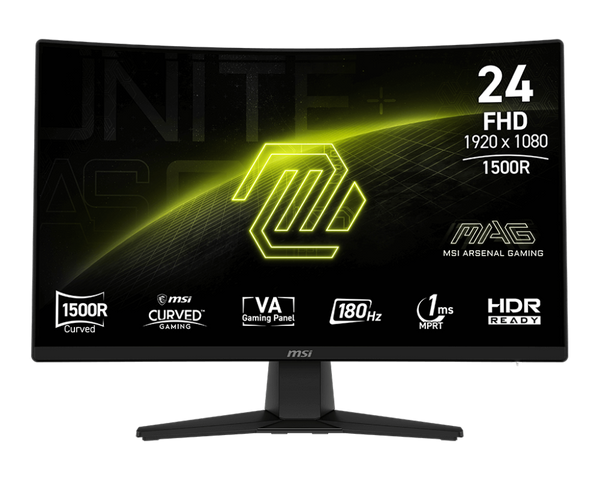 MONITOR MSI MAG 242C • CURVO 24" FULL HD • 165HZ • 1MS • PANEL VA PARA COLORES VIVOS • FREESYNC • IDEAL PARA GAMING Y EXPERIENCIA VISUAL INMERSIVA