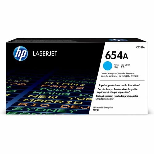 HP CARTUCHO DE TÓNER HP 654A (CF331A) LÁSER - AZUL CIÁNICO - ORIGINAL - EMPAQUE UNITARIO - 1 SOLAMENTE - LÁSER - 1 / PAQUETE