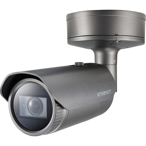 CÁMARA DE RED HANWHA TECHWIN XNO-8082R 6MP INTERIOR/EXTERIOR HD - BALAS GRIS OSCURO, VISIÓN NOCTURNA 40M, LENTES ZOOM 2.80MM-8.40MM, IP66/IP67, IK10