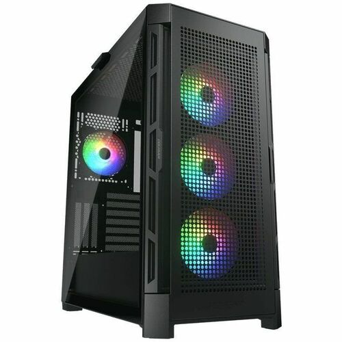 GABINETE PARA COMPUTADORA GAMER COUGAR 385AD10.0003 - TIPO MEDIA TORRE CON VIDRIO TEMPLADO, SOPORTE PARA PLACAS MOTHERBOARD ATX Y REFRIGERACIÓN LIQUIDA, 4 VENTILADORES INSTALADOS